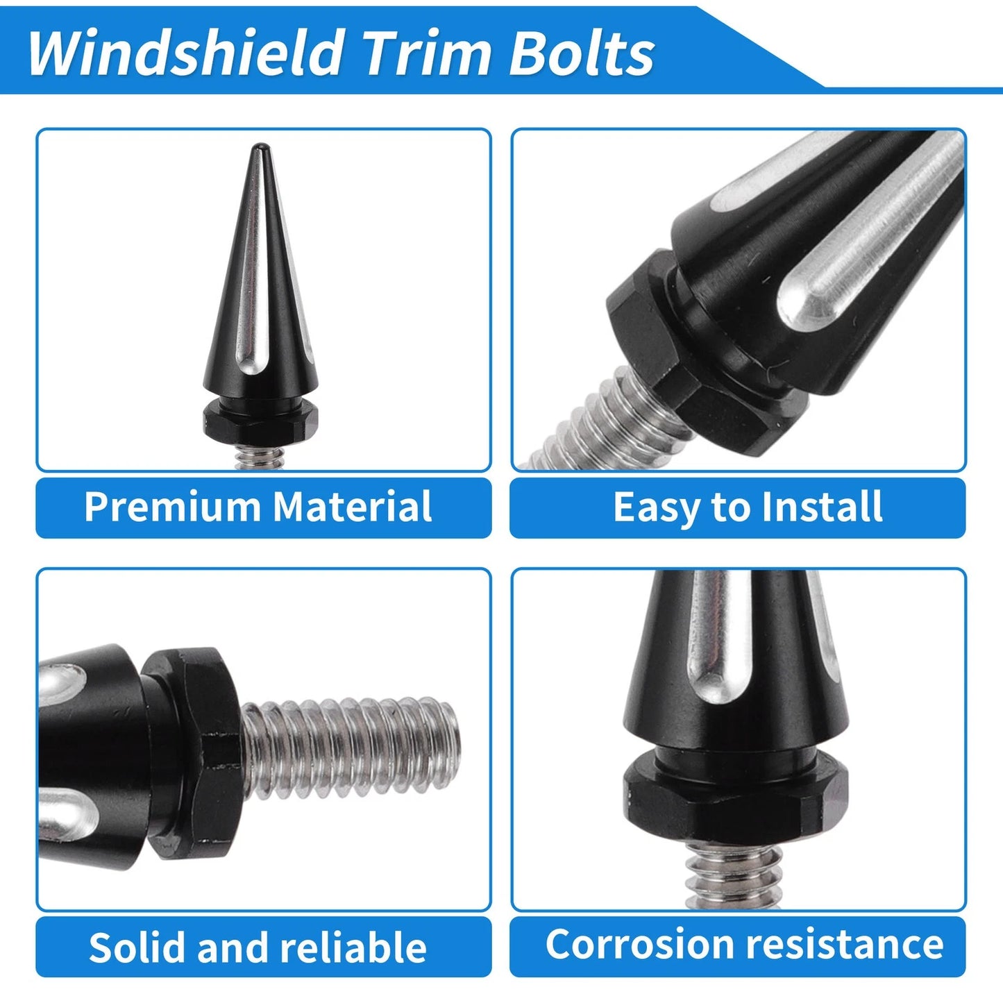 Windshield Bolts for Harley Davidson Touring Street Glide (2014–2024) Black