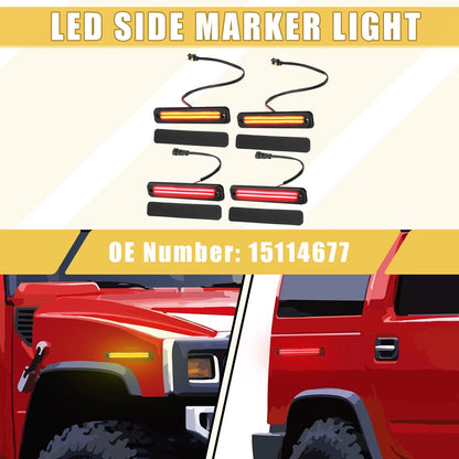 2X LED Side Marker Light 25952319 for Hummer H2 (2003–2009) Amber Red