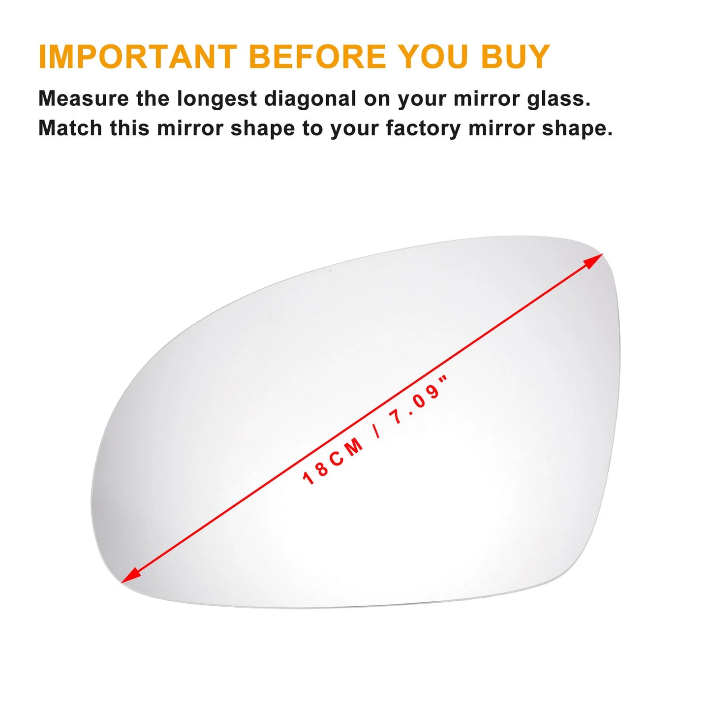 Heated Left Side White Mirror Glass for SEAT, SKODA, Volkswagen Golf