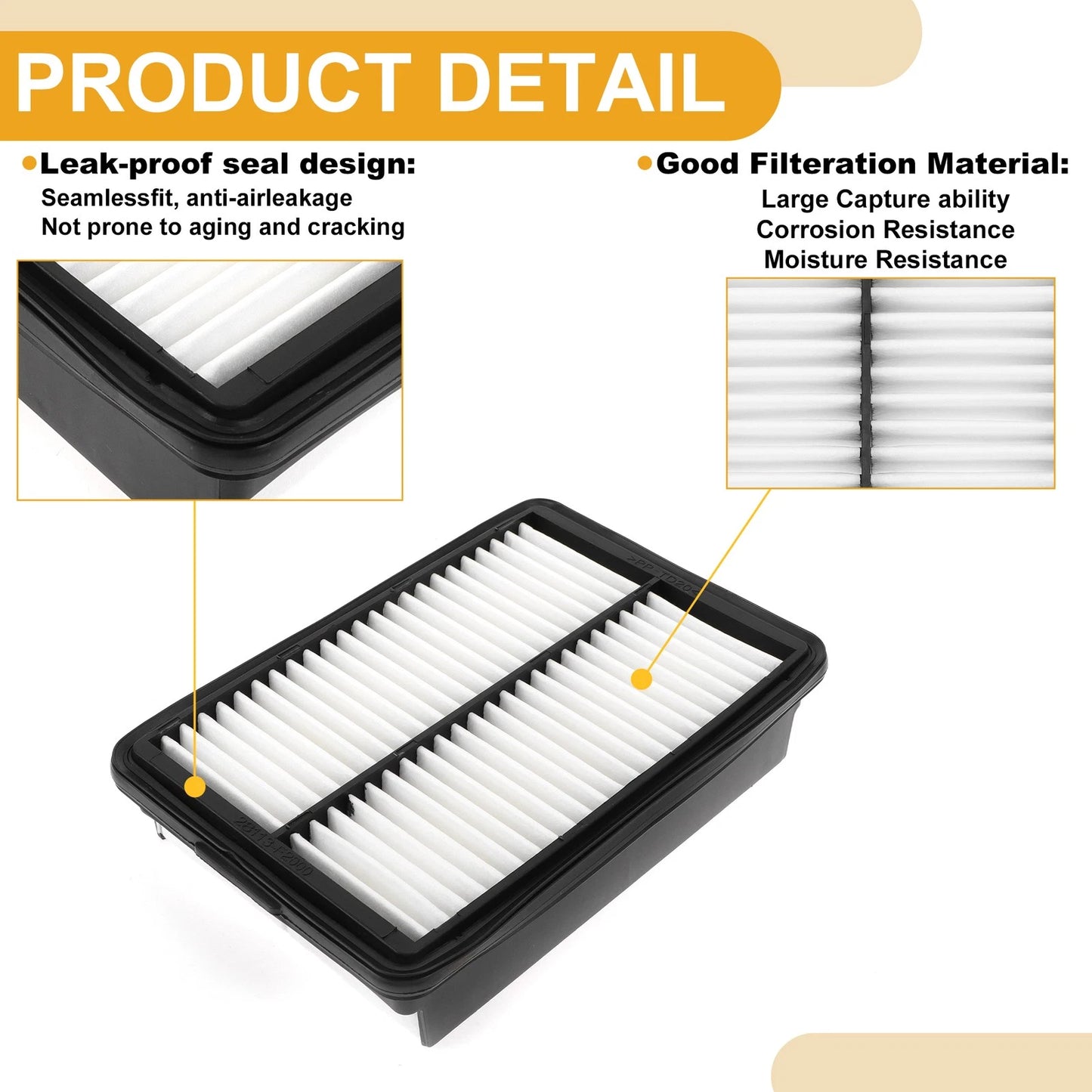 Car Engine Air Filter No. 28113F2000 for Kia Forte (2019–2024) 1 Pc