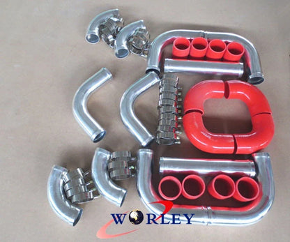 2.25" Red Aluminum Universal Intercooler Turbo Piping for Cars