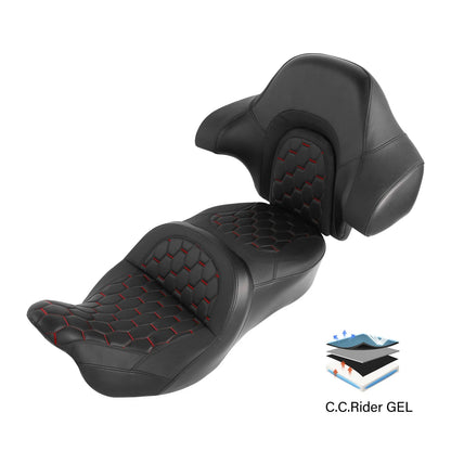 Driver Passenger Gel Seat Backrest for Harley Street Road Glide (2014-2023)