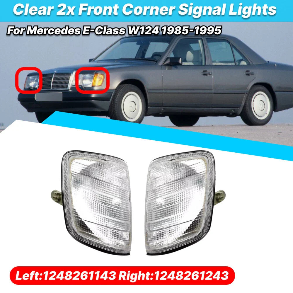 Clear Front Corner Signal Lamp Parking Light for Mercedes E-Class (1985–1995)