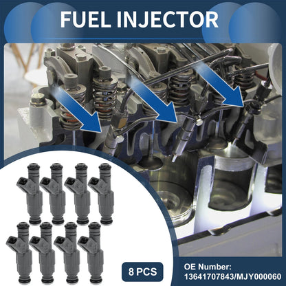 Set of 8 Fuel Injectors for BMW 540i (1999–2003) No.13641707843 Gray