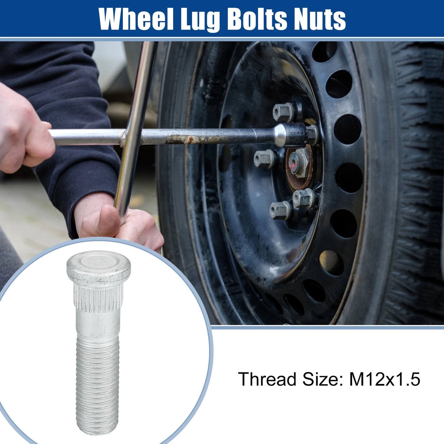 Set of 5 M12x1.5 Wheel Lug Bolts Nuts for Jaguar XJ8/XJR (2004–2009)