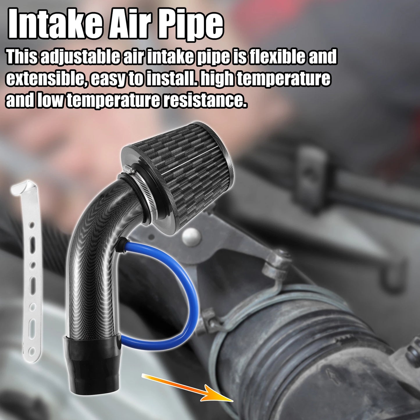 3" Cold Air Turbo Intake Pipe Kit for Car (Carbon Fiber Pattern)