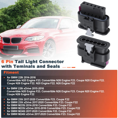 Set of 2 6 Pin Tail Light Plug Connectors for BMW 1 2 3 4 Series