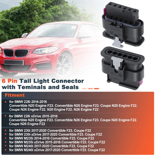 Set of 2 6 Pin Tail Light Plug Connectors for BMW 1 2 3 4 Series
