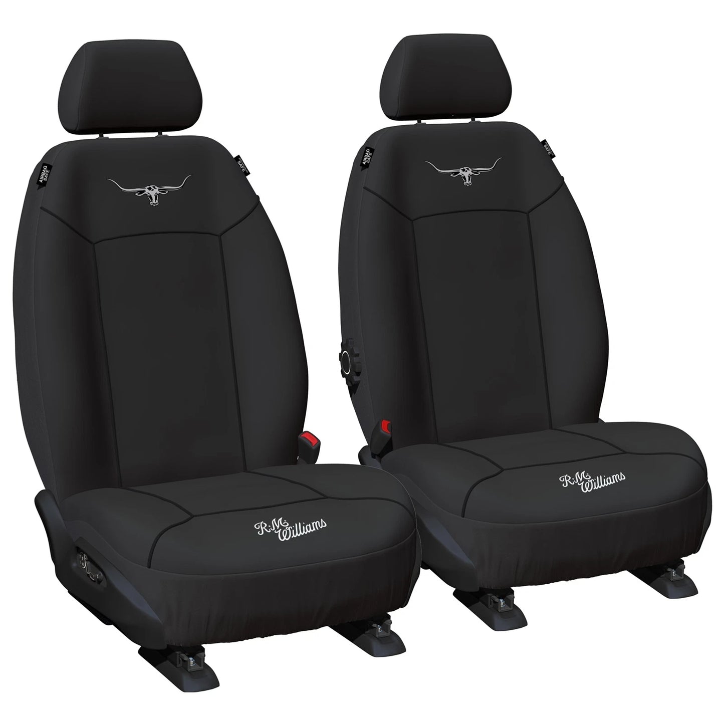 Set of 2 Black Canvas Front Car Seat Covers for Universal Fit