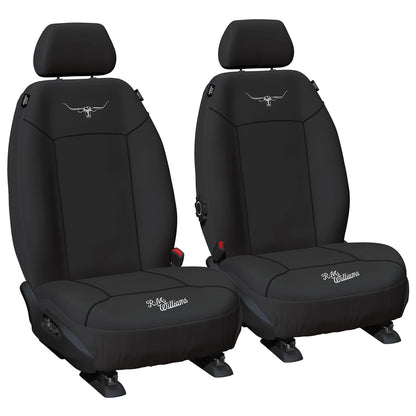 Set of 2 Black Canvas Front Car Seat Covers for Universal Fit