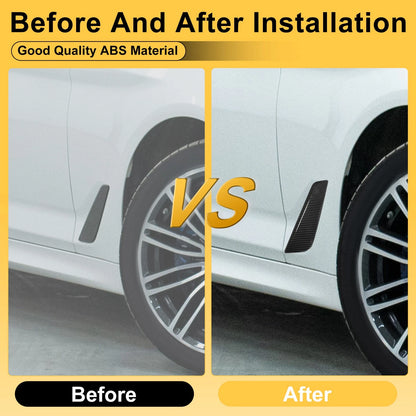Set of 2 Air Flow Fender Vent Cover Trim for BMW 530e Sedan (G30) Carbon Fiber Black