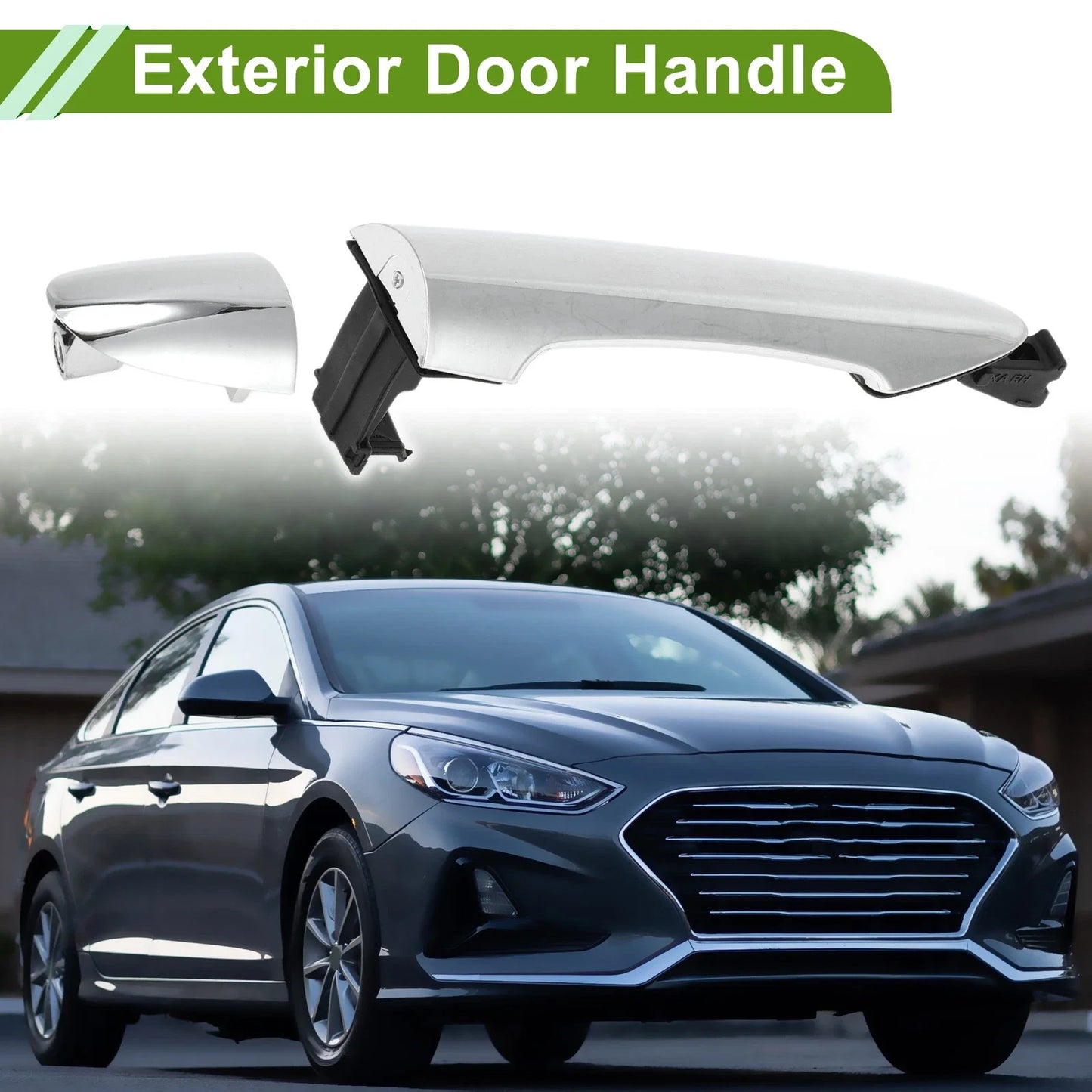 Exterior Door Handle for Hyundai Kia Picanto 2011-2016 Silver Tone Rear Right