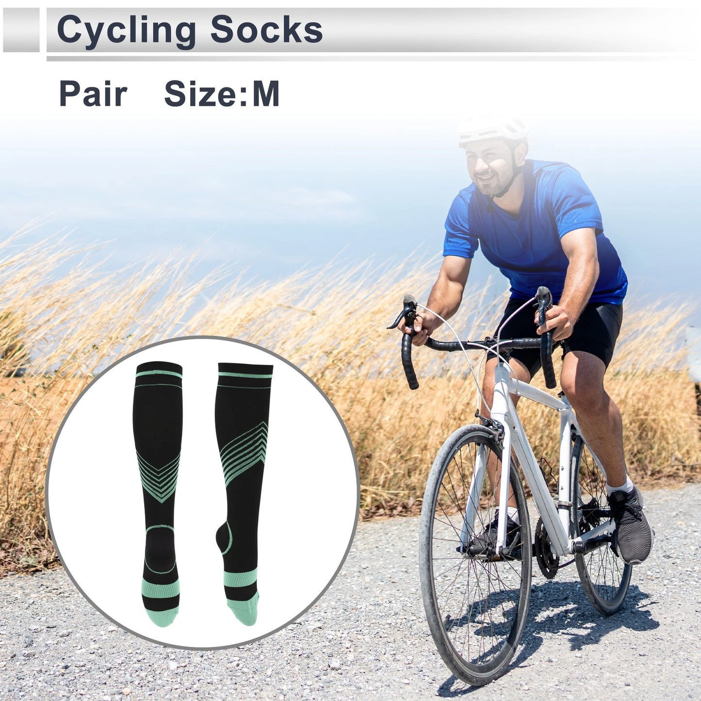Cycling Socks Size M High-cut Shock Absorption Breathable Green