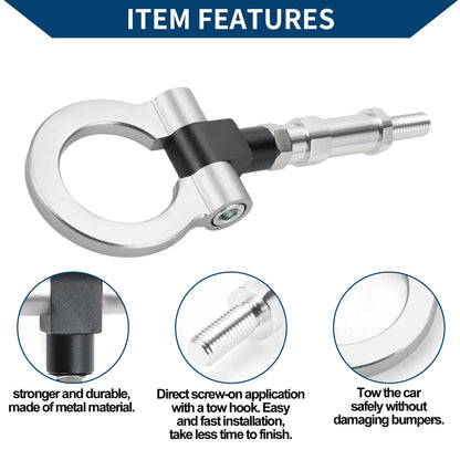 Tow Hook for Honda S2000 (2000–2009) - Metal Ring, Silver