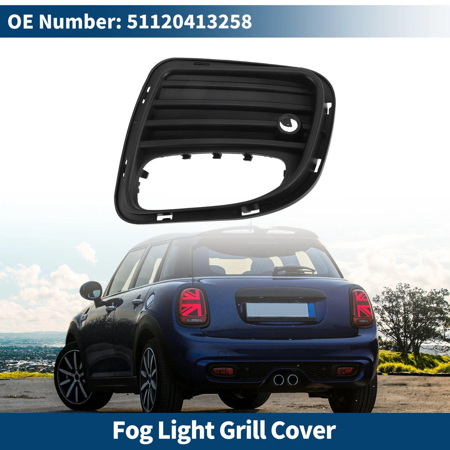 1 Pc Rear Right Fog Light Grill for Mini R56 (2005–2015) No. 51120413258 Black