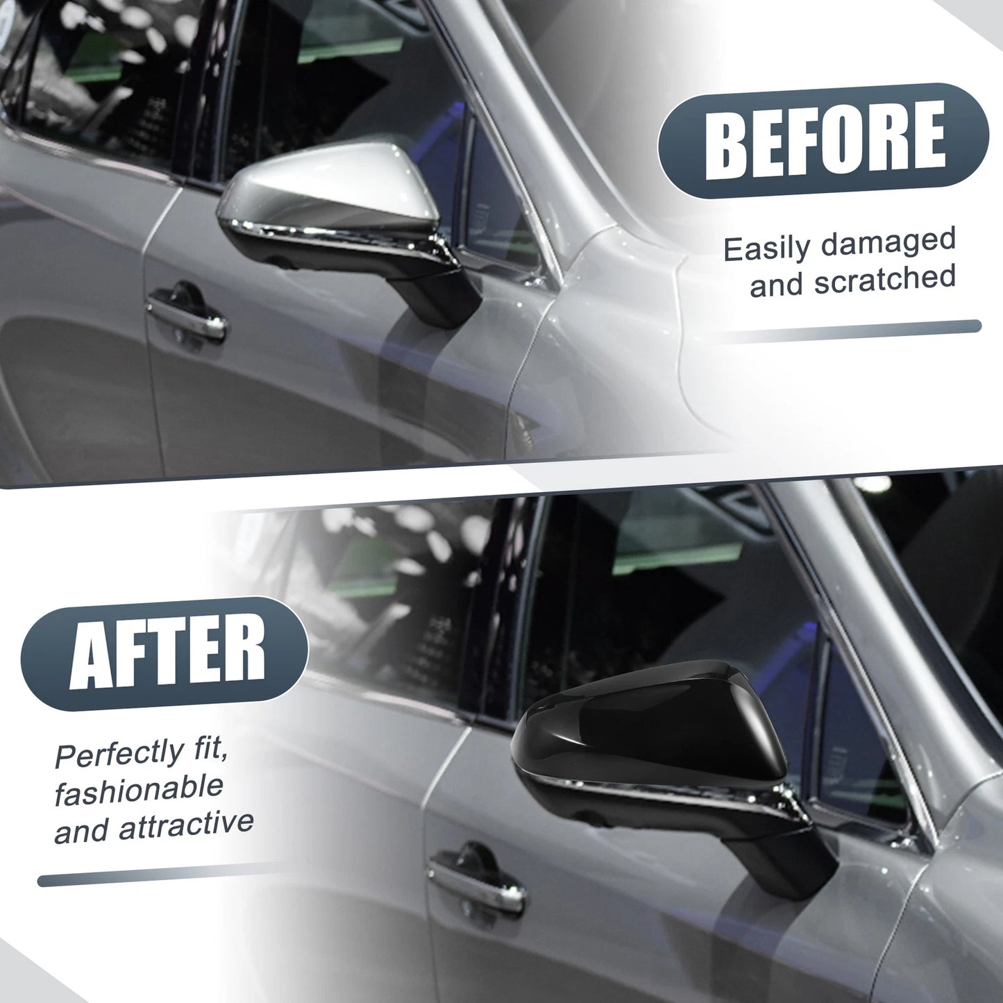 1 Pair Rearview Mirror Cover Caps for Lexus RX (2023) - Gloss Black