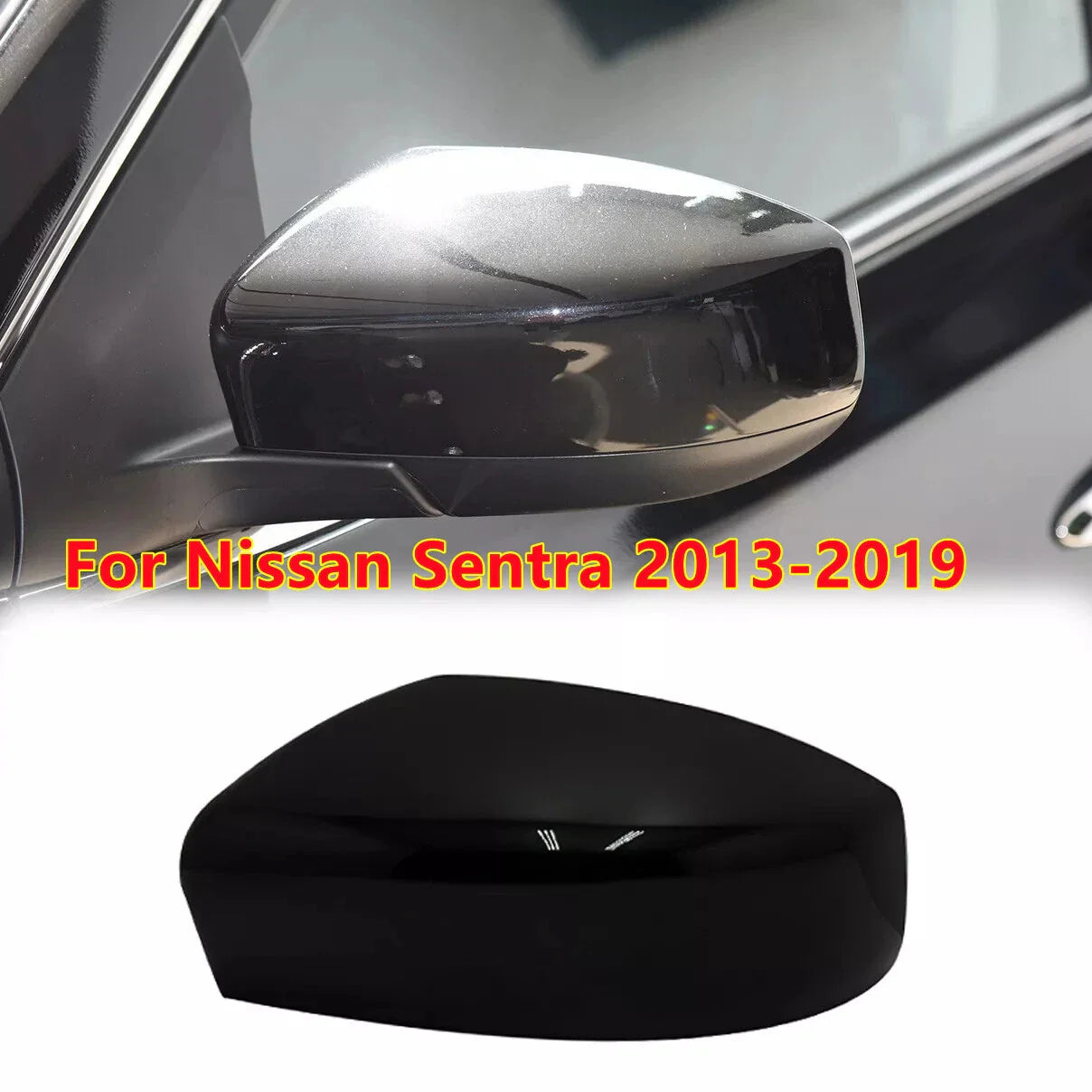 Black Left Driver Side Mirror Cap Cover for Nissan Sentra (2013–2019)