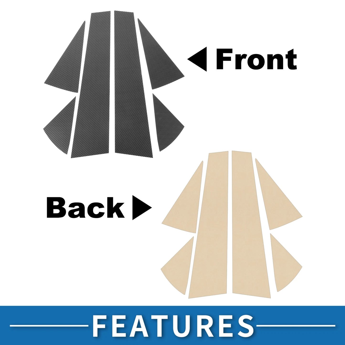 Set of 6 Door Pillar Window Trim for VW Polo MK5 (2011–2018) Carbon Fiber