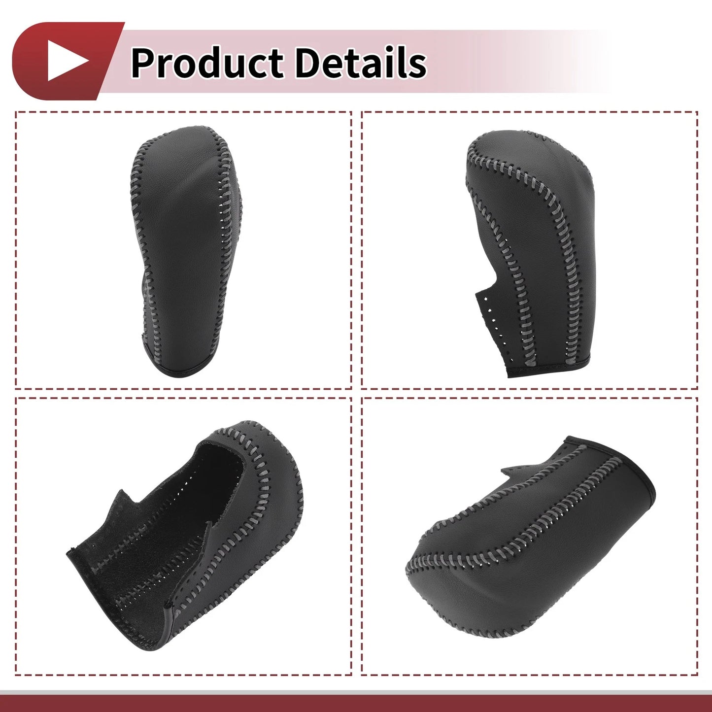 Gear Shift Knob Cover for Ford Fiesta (2009–2012) - Black Gray Faux Leather