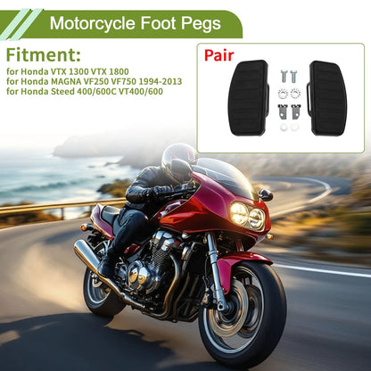 Foot Pegs for Honda VTX 1300 VTX 1800 (1 Pair) Metal Steel Rubber Black