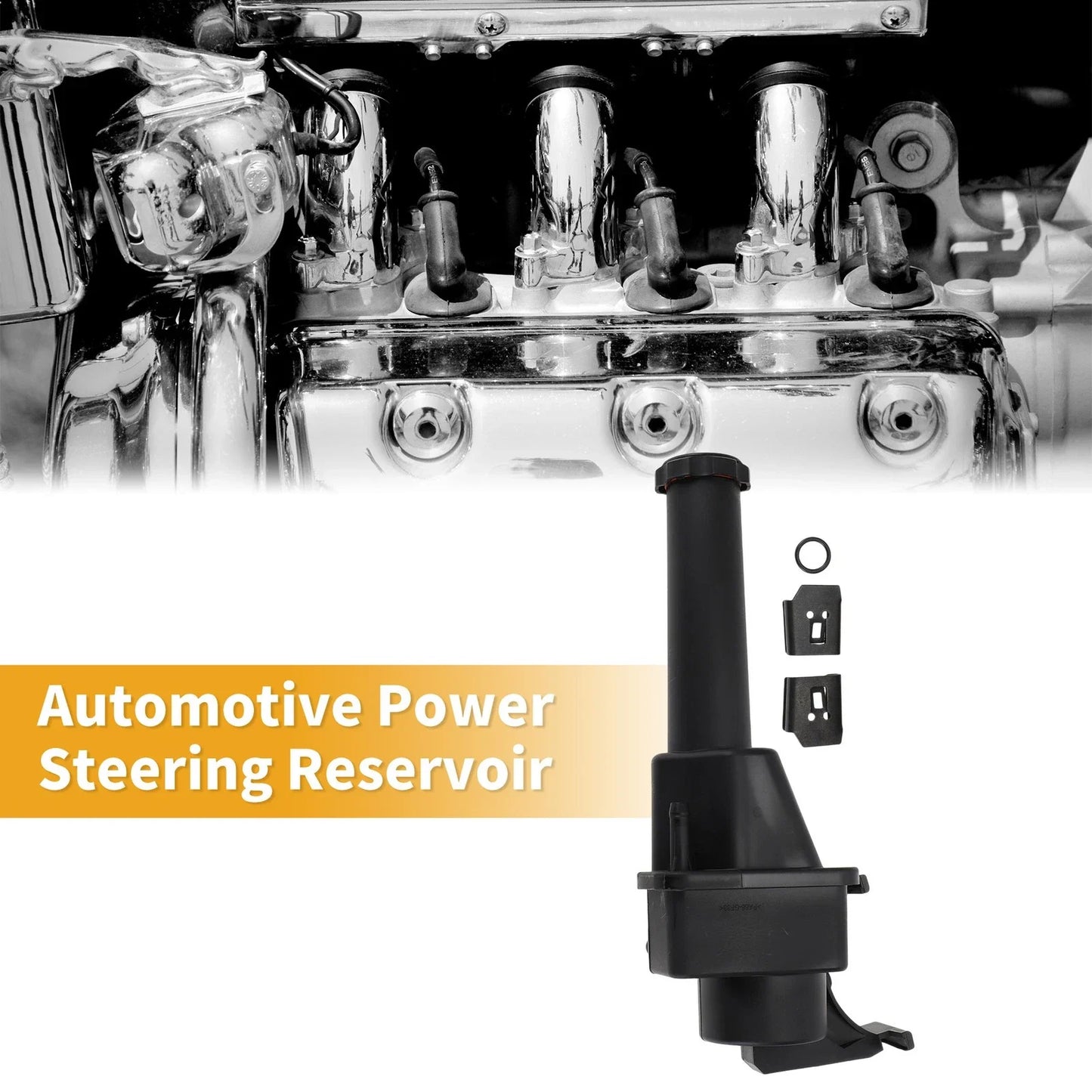 Power Steering Reservoir for Chevrolet Silverado 2016-2019 Plastic Black