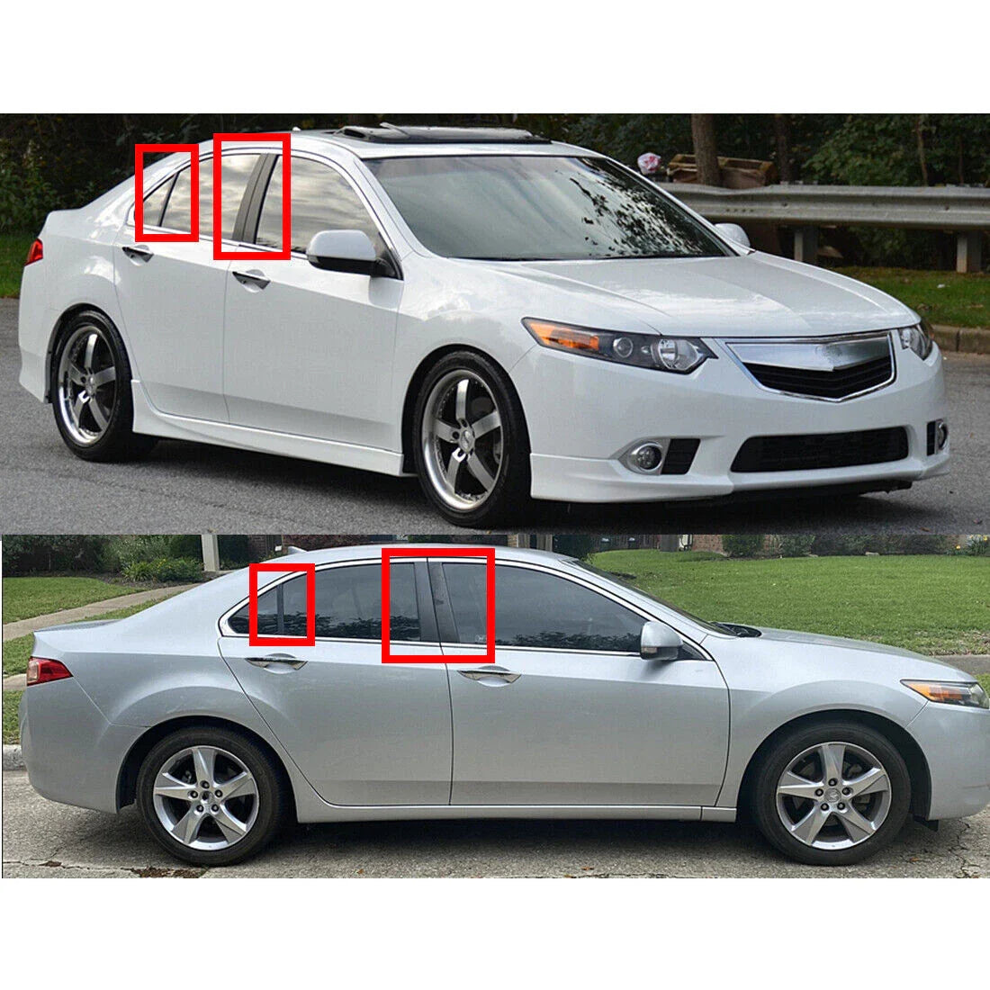 6 x Gloss Black Pillar Post Covers Door Window Trim for Acura TSX (2009–2014)