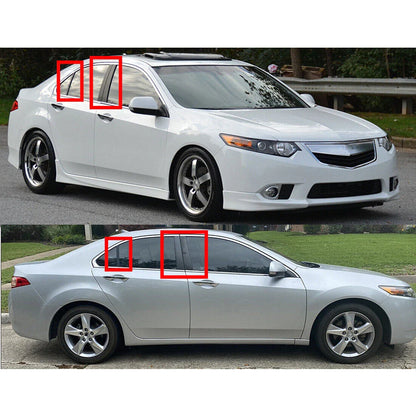 6 x Gloss Black Pillar Post Covers Door Window Trim for Acura TSX (2009–2014)