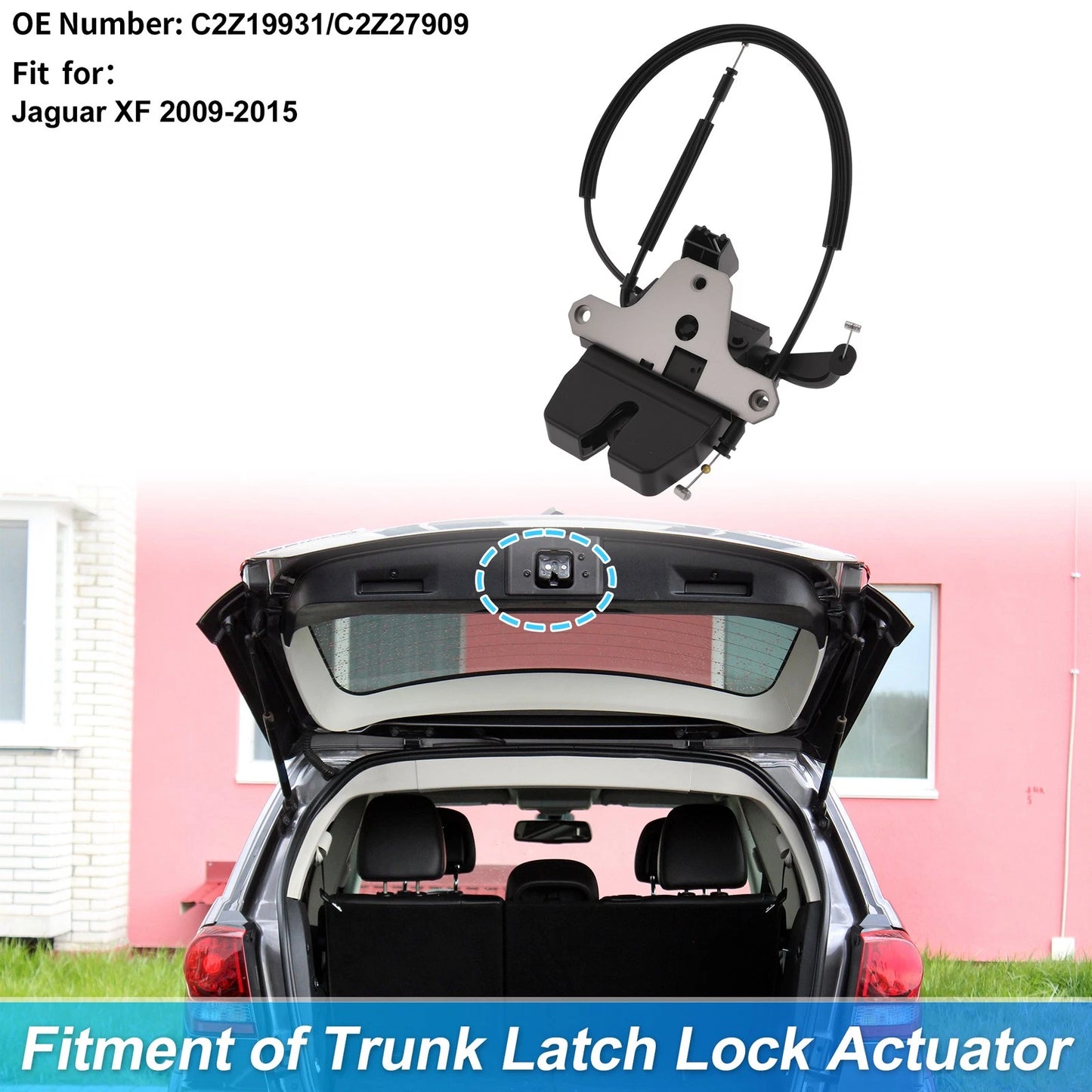 Rear Trunk Latch Lock Actuator for Jaguar XF (2009–2015) C2Z19931 5 Pins Black