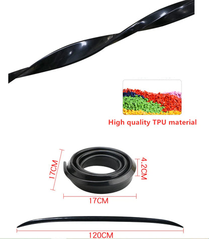Rear Tail Spoiler 120CM Car Roof Black TPU Trunk Lip Soft Wing for Car