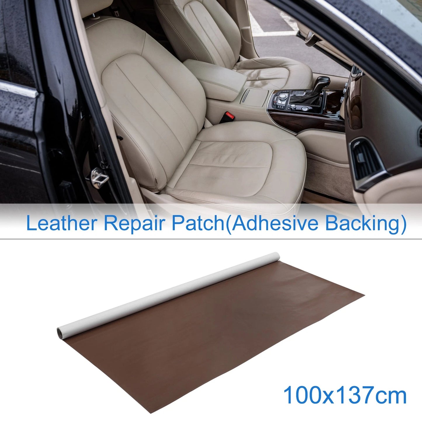 Self Adhesive Leather Repair Patch Tap for Car Seat Sofa (39"x53.9", Light Brown)
