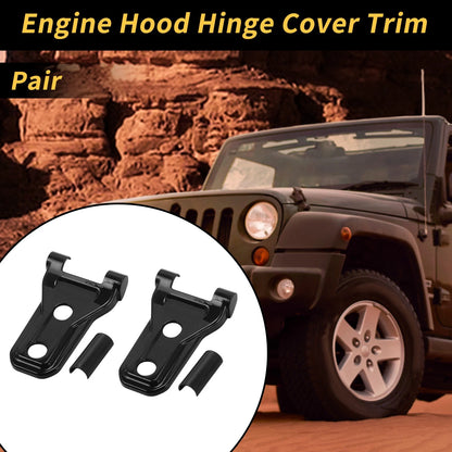 1 Pair Engine Hood Hinge Cover for Jeep Wrangler JL JLU (2018–2024) Plastic Black