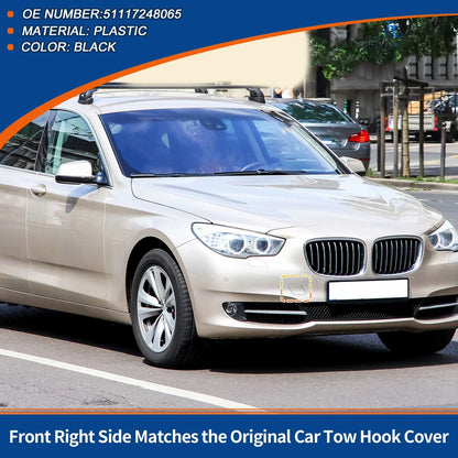 Front Right Tow Hook Cover for BMW 535i 550i GT Black