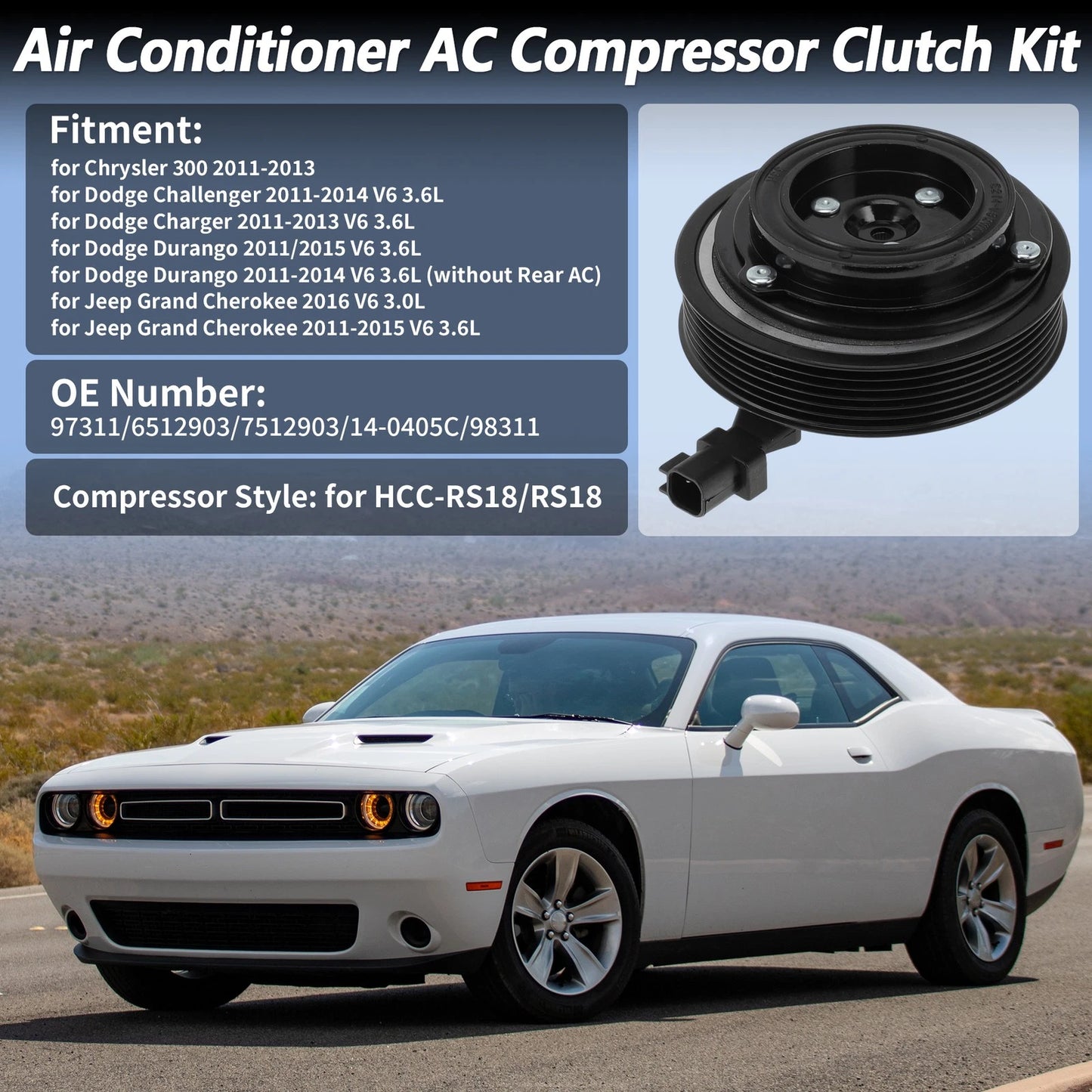 AC Compressor Clutch Kit for Chrysler 300, Dodge Challenger, Durango, Jeep (2005–2010)