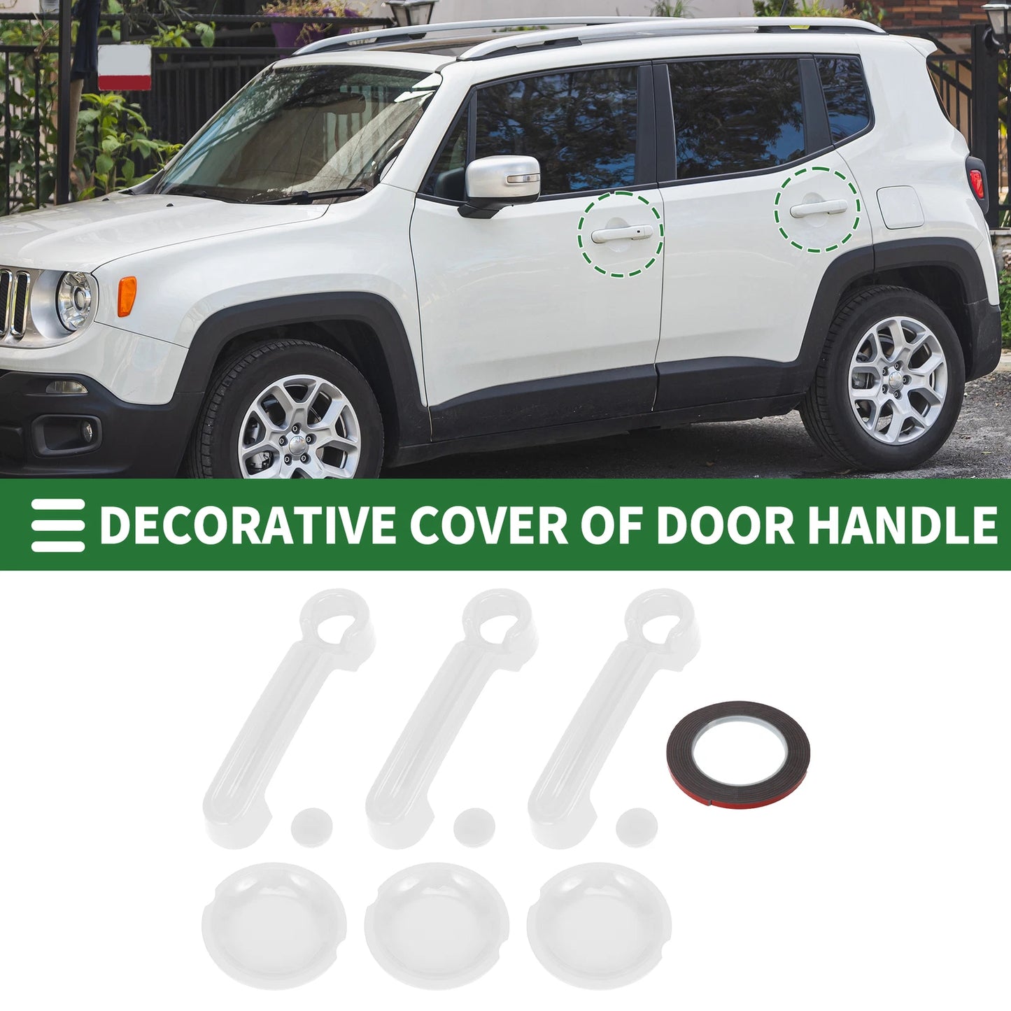 Set of 2 Exterior Door Handle Covers for Jeep Wrangler JK (2007–2017) ABS White