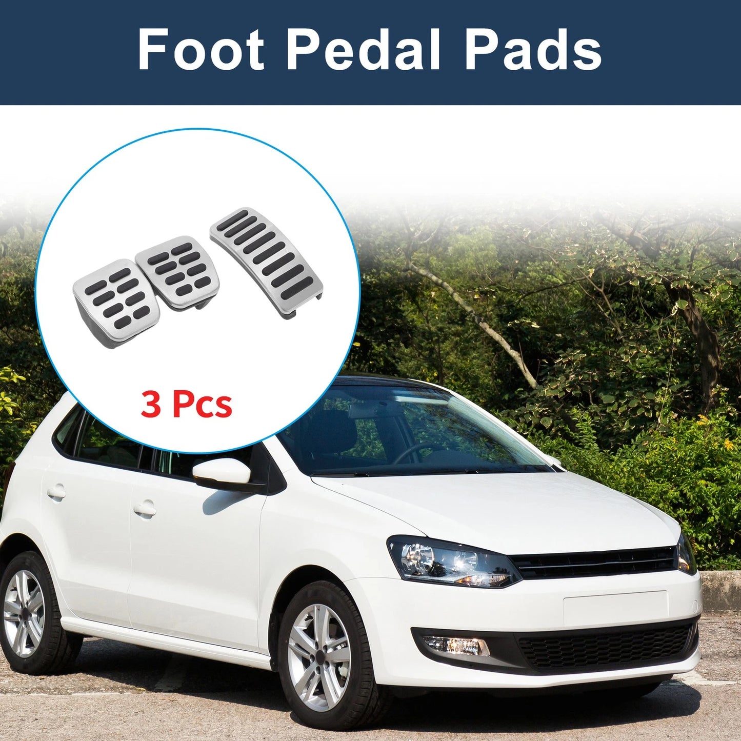 Set of 2 Manual Transmission Foot Accelerator Pedal Covers for Volkswagen Polo (2009–2017)