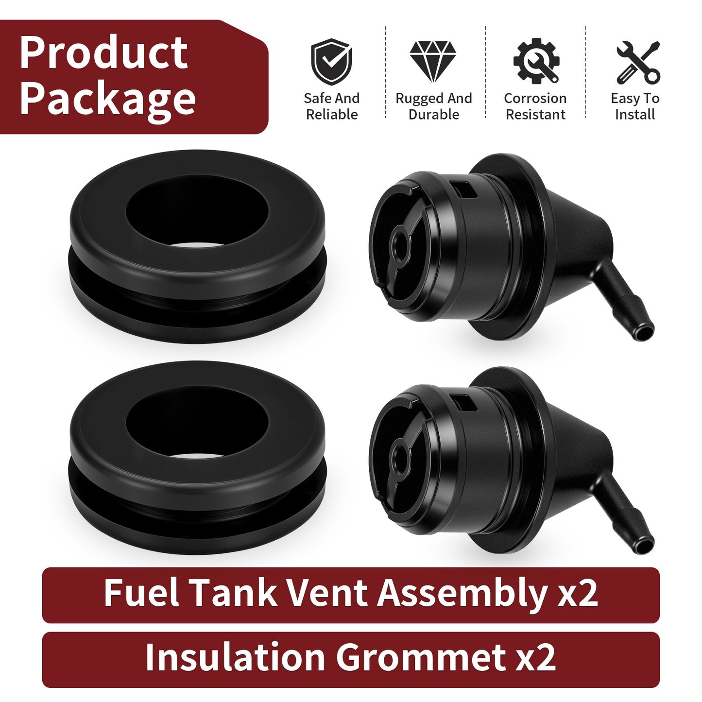 2 Fuel Tank Vent Insulation Grommets for Club Car DS Precedent (1992–2015)