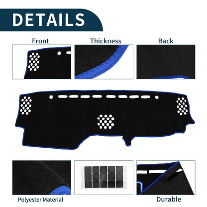 Dashboard Cover Mat for Toyota Prado (2017–2024) with Sticker Black Blue
