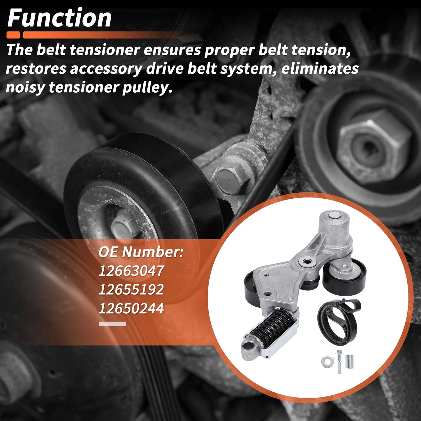 Set of 2 Drive Belt Tensioner Kits for Chevy Impala, Malibu (2014) 12663047