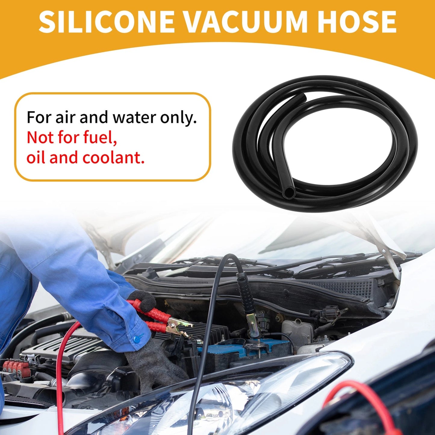 Silicone Vacuum Tubing Hose 3/8" ID 10mm (6FT) for Air and Water