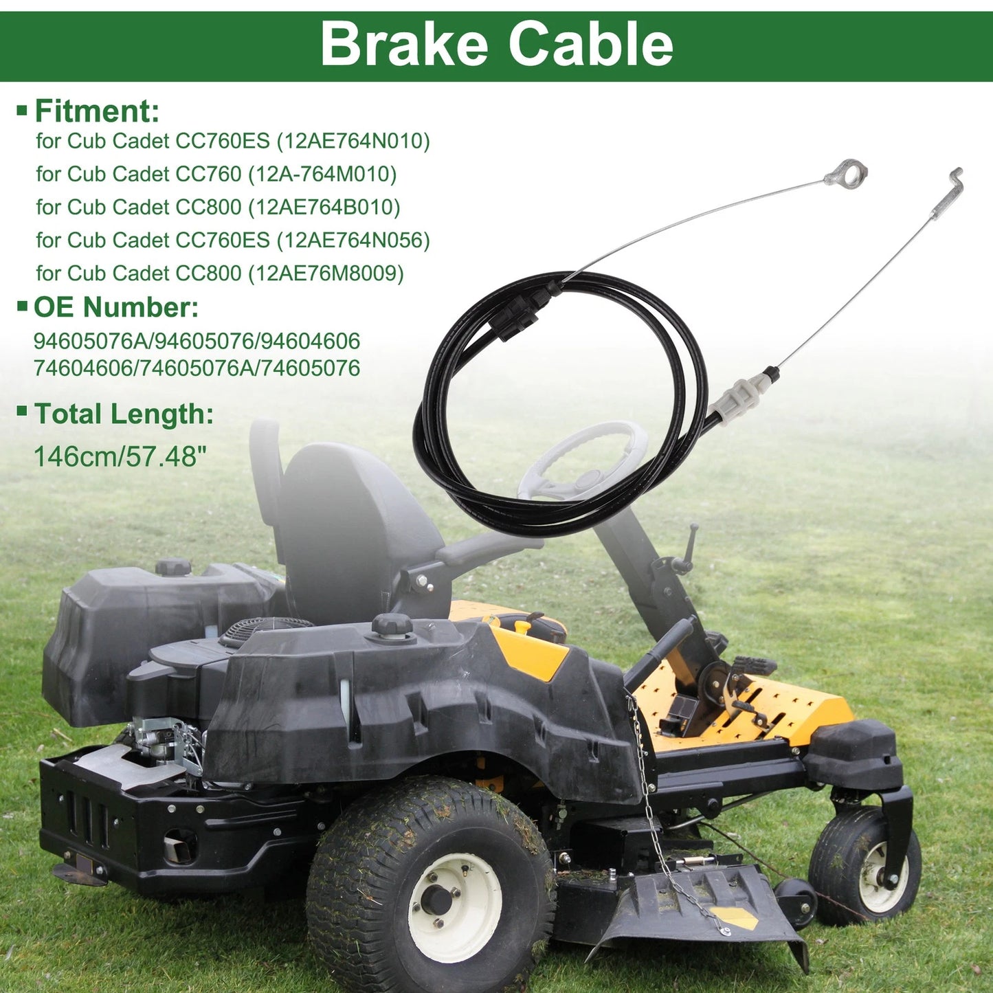 Brake Cable for Cub Cadet CC760ES (Replace 94605076A)