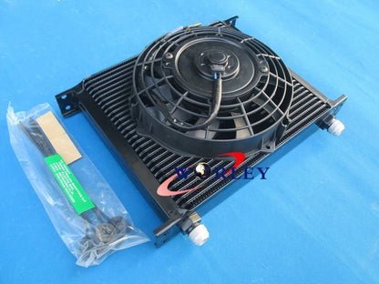 30 Row Engine Transmission Oil Cooler with 7 Inch Electric Fan for Universal Fit
