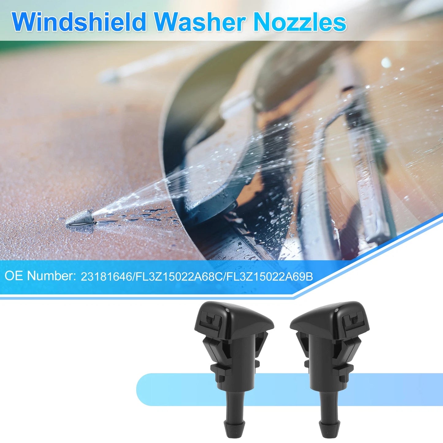 2X Windshield Washer Nozzle for Chevrolet Silverado 1500 (Replace No. 23181646)