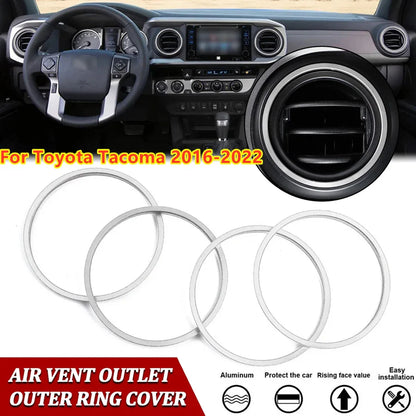 4x Interior A/C Vent Outlet Ring Trim Cover Decor for Toyota Tacoma (2016–2022)