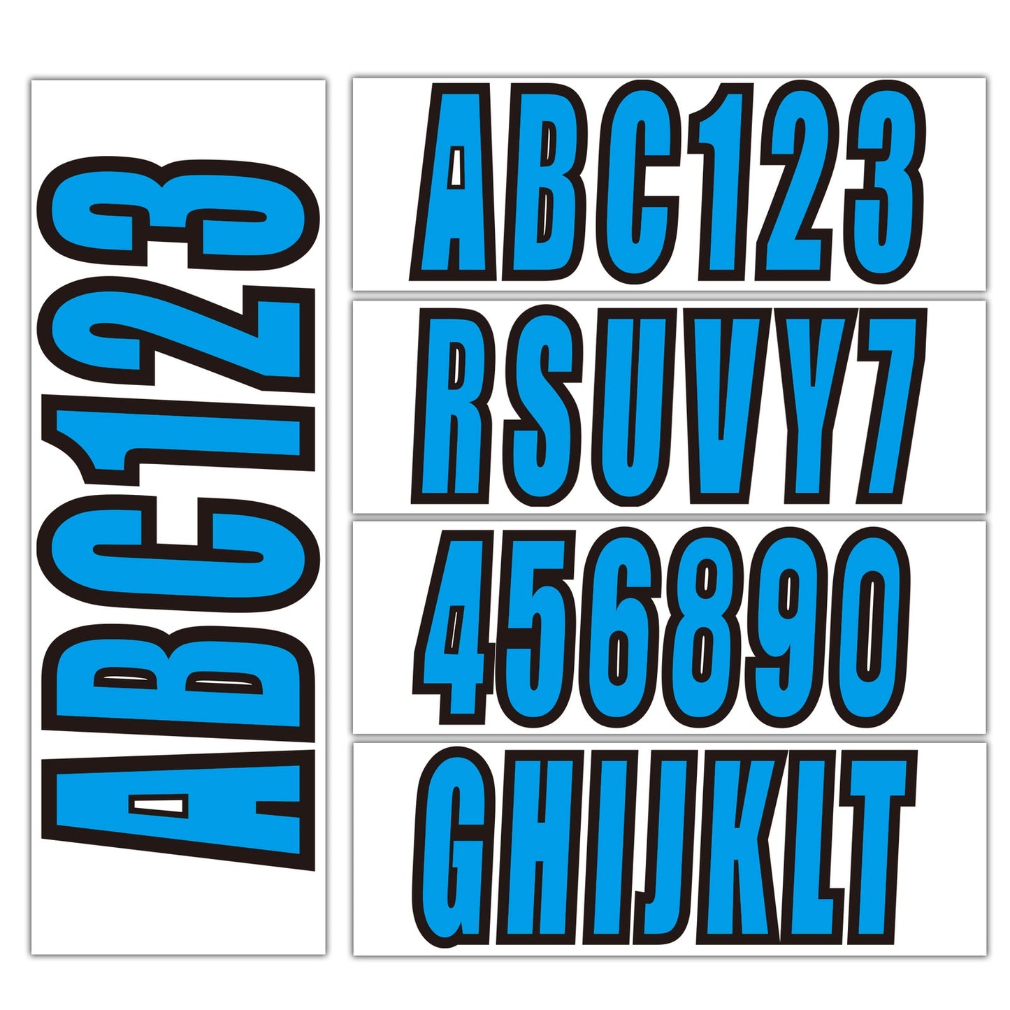 Set of 4 Blue Boat Registration Decal Stickers A-Z & 0-9