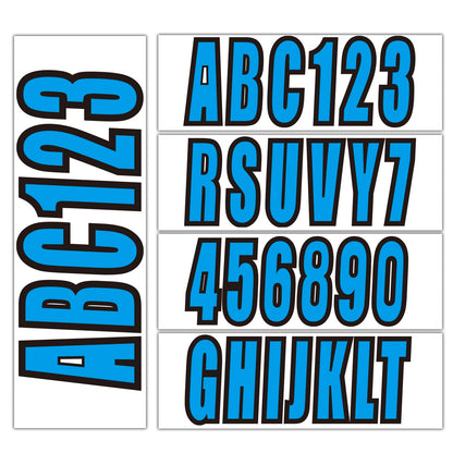 Set of 4 Blue Boat Registration Decal Stickers A-Z & 0-9
