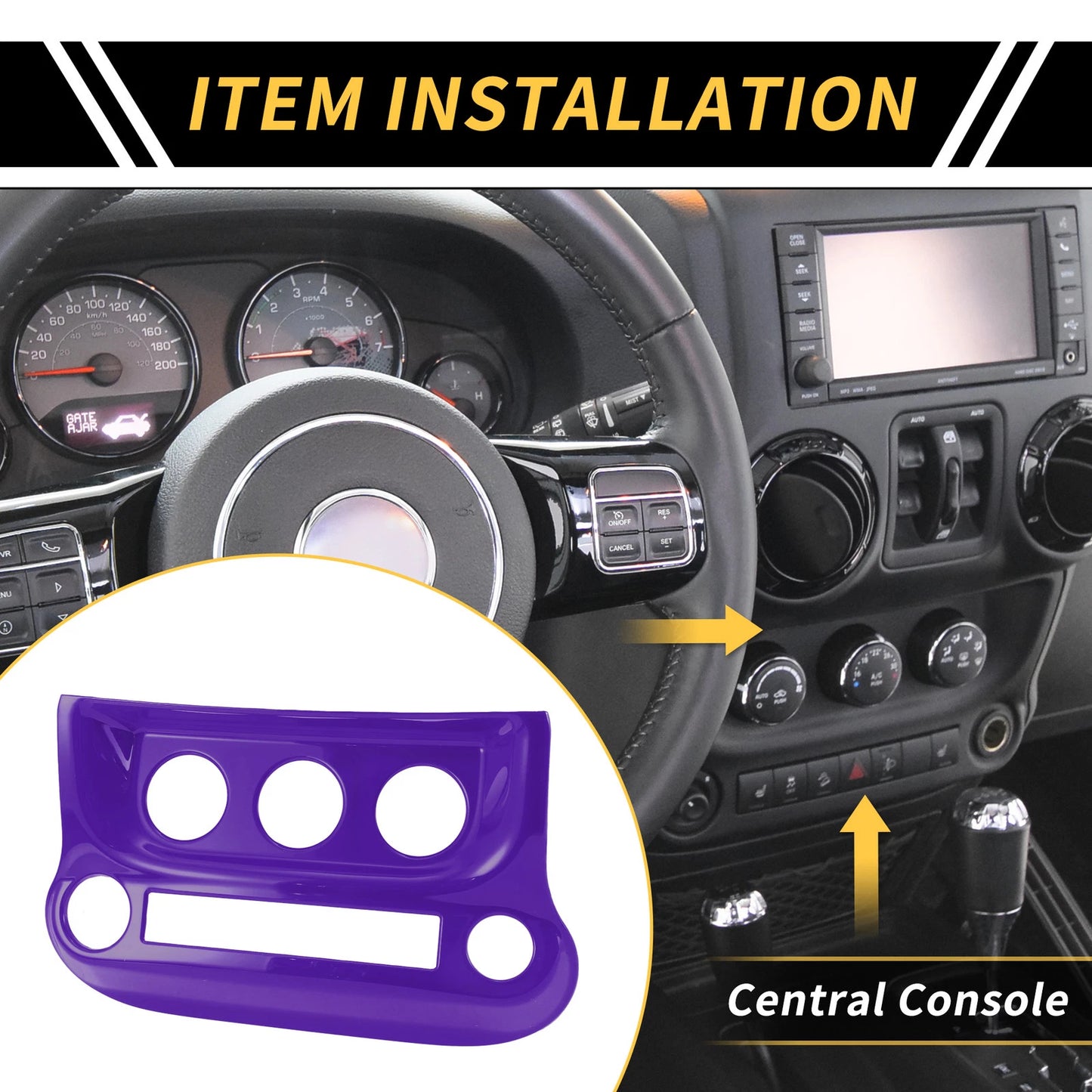 AC Switch Button Control Cover Trim for Jeep Wrangler JK JKU (2007–2018) - Purple