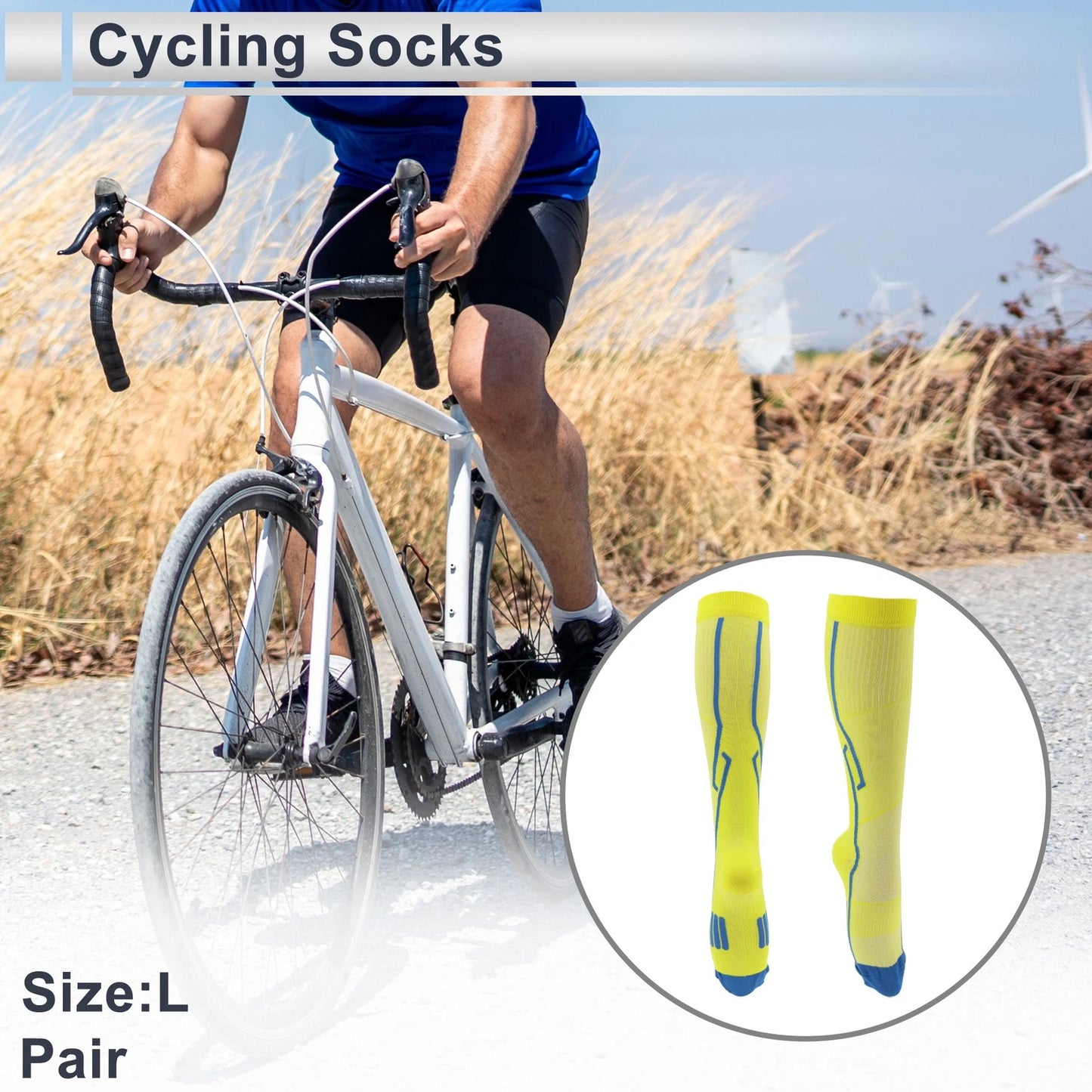 Cycling Socks Shock Absorption Size L High-cut Yellow Blue
