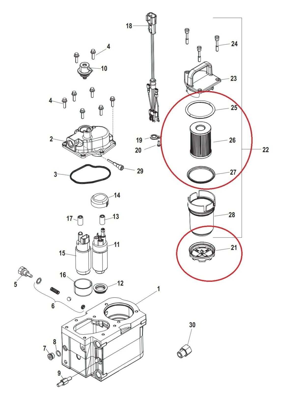 Fuel Filter Kit for MerCruiser Bravo 5.7 6.2 8.1 (GEN III)