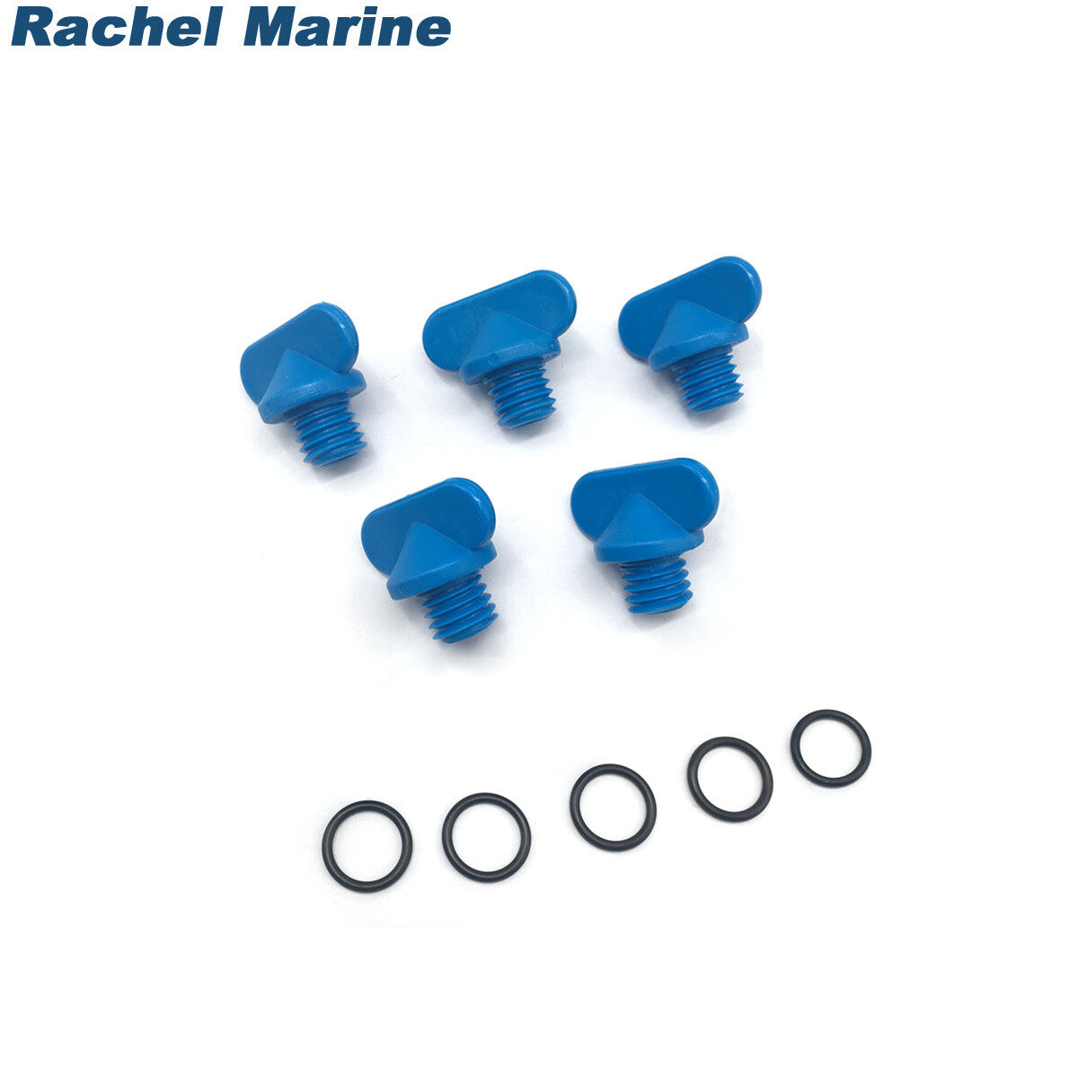 Set of 5 Blue Drain Plugs for Mercruiser Manifold & Block