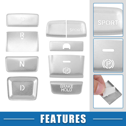 9pcs Gear Shift Panel Button Cover Trim for Honda Accord (2018–2022) Silver